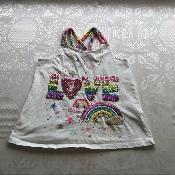 Isaac Mizrahi Girls Size M(7-8) White Tank-Top Shirt Embellished sequenced Shirt - Picture 14 of 14